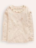 Mini Boden Kids' Ruffle Sparkle Top, White Gold Foil Star