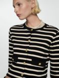 Mango Porto Stripe Button Cardigan, Black/Cream