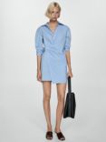 Mango Crusi Stripe Wrap Shirt Dress, Blue/Multi