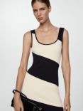 Mango Grace Chevron Stripe Knit Dress, Black/Cream