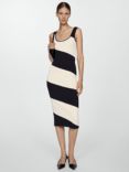 Mango Grace Chevron Stripe Knit Dress, Black/Cream