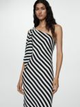 Mango Lazaro Stripe Asymmetric Dress, White/Black