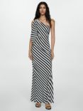 Mango Lazaro Stripe Asymmetric Dress, White/Black