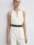 Mango Sleeveless Belted Jumpsuit, Natural White