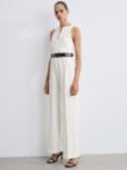 Mango Sleeveless Belted Jumpsuit, Natural White