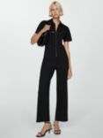 Mango Romo Pocket Jumpsuit, Black