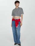 Mango Grumete Stripe Crop Knit Top, Navy/White