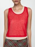 Mango Jordan Fine Knit Layered Top, Red