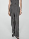 Mango Bowery Stripe Tailored Wide Leg Trousers, Grey