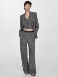 Mango Bowery Stripe Tailored Wide Leg Trousers, Grey