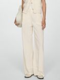 Mango Gelmi Linen Blend Wide Leg Trousers, Light Beige