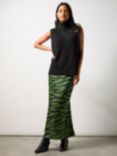 Ro&Zo Zebra Print Bias Cut Maxi Skirt, Green/Black