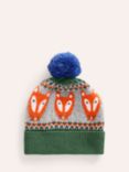 Mini Boden Fair Isle Beanie Hat, Ivy Green Fox