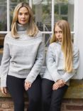 The Little Tailor Kids' Funnel Neck Snowflake Fair Isle Jumper, Grey