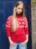 The Little Tailor Kids' Snowflake Cotton Jumper, Red