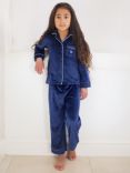 The Little Tailor Kids' Velour Pyjama Set, Navy