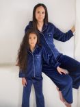 The Little Tailor Kids' Velour Pyjama Set, Navy