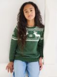 The Little Tailor Kids' Fair Isle Cotton Jumper, Green