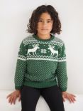 The Little Tailor Kids' Fair Isle Cotton Jumper, Green