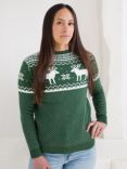 The Little Tailor Ladies Fairisle Christmas Jumper, Green