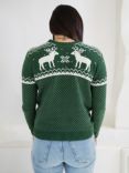 The Little Tailor Ladies Fairisle Christmas Jumper, Green