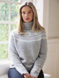 The Little Tailor Snowflake Fair Isle Chunky Funnel Neck Jumper, Grey