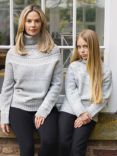 The Little Tailor Snowflake Fair Isle Chunky Funnel Neck Jumper, Grey