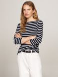 Tommy Hilfiger Cody Stripe Boat Neck Tee, Desert Sky/Ecru