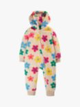 Frugi Baby Cosy Teddy Fleece Flower Print Snuggle Suit, Flower Pop