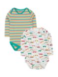 Frugi Baby Super Special Organic Cotton Bodysuits, Pack of 2, Lets Go/Multistripe