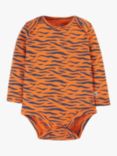 Frugi Baby Super Special Organic Cotton Bodysuits, Pack of 2, Tiger/Iguana Stripe