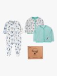 Frugi Baby Organic Cotton Sleepsuit & Jacket Gift Set, Moss/Multi