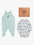 Frugi Baby Organic Cotton Footed Dungaree Set, Moss/Multi