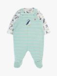 Frugi Baby Organic Cotton Footed Dungaree Set, Moss/Multi