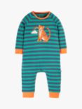 Frugi Baby Rowan GOTS Organic Cotton Romper, Iguana Stripe/Tiger