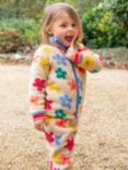 Frugi Baby Fleece Printed Pull Up Joggers, Flower Pop