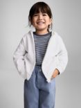 Mango Kids' Dina Ear Accent Zipped Hoodie, Natural White