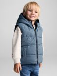 Mango Kids' Gerard Reversible Hooded Quilted Gilet, Navy