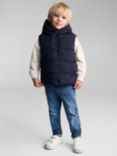 Mango Kids' Gerard Reversible Hooded Quilted Gilet, Navy