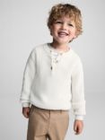 Mango Kids' Biarritz Button Neck Jumper, Natural White