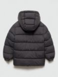 Mango Kids' America Hooded Puffer Jacket, Charcoal