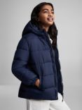 Mango Kids' America Hooded Filled Puffer Jacket, Navy