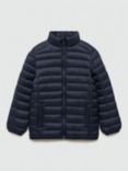 Mango Kids' Unico Quilted Puffer Jacket, Navy