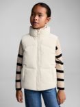 Mango Kids' Lola Quilted Hooded Gilet, Light Beige