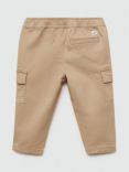 Mango Kids' Elasticated Waist Cargo Trousers, Pastel Brown