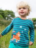 Frugi Kids' Bobby Organic Cotton Applique Top, Green