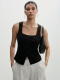 Mango Ava Square Neck Waistcoat, Black