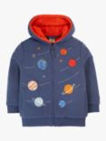 Frugi Kids' Ted Floral Fleece Lined Hoodie, Navy/Multi