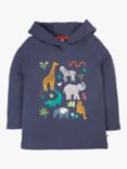 Frugi Kids' Campfire Organic Cotton Applique Hoodie, Navy/Multi