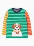 Frugi Kids' Organic Cotton Hotchpotch Dog Applique Top, Multi